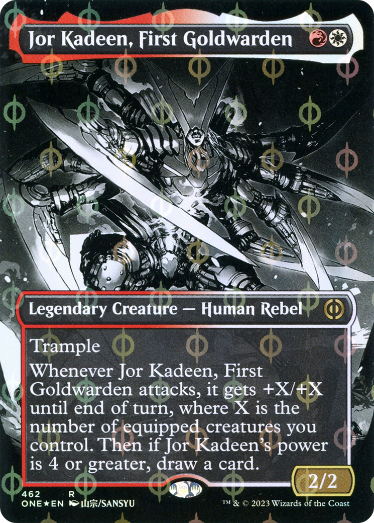 Jor Kadeen, First Goldwarden (Borderless Manga Step-and-Compleat Foil) [Phyrexia: All Will Be One] | Gamer Loot