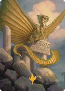 Ancient Gold Dragon Art Card (05) (Gold-Stamped Signature) [Commander Legends: Battle for Baldur's Gate Art Series] | Gamer Loot