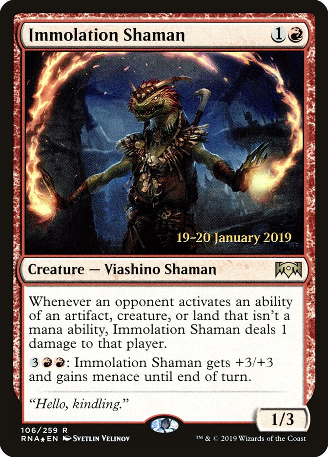 Immolation Shaman [Ravnica Allegiance Prerelease Promos] | Gamer Loot