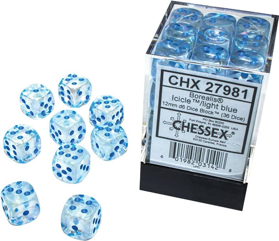 Chessex: D6 Borealis™ Dice Set - 12mm | Gamer Loot