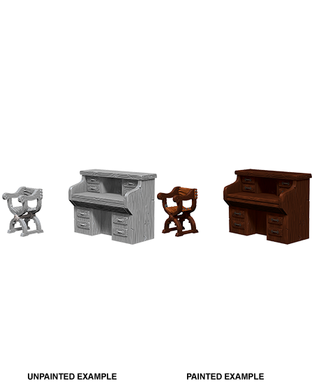 WizKids Deep Cuts Unpainted Miniatures: Desk & Chair | Gamer Loot