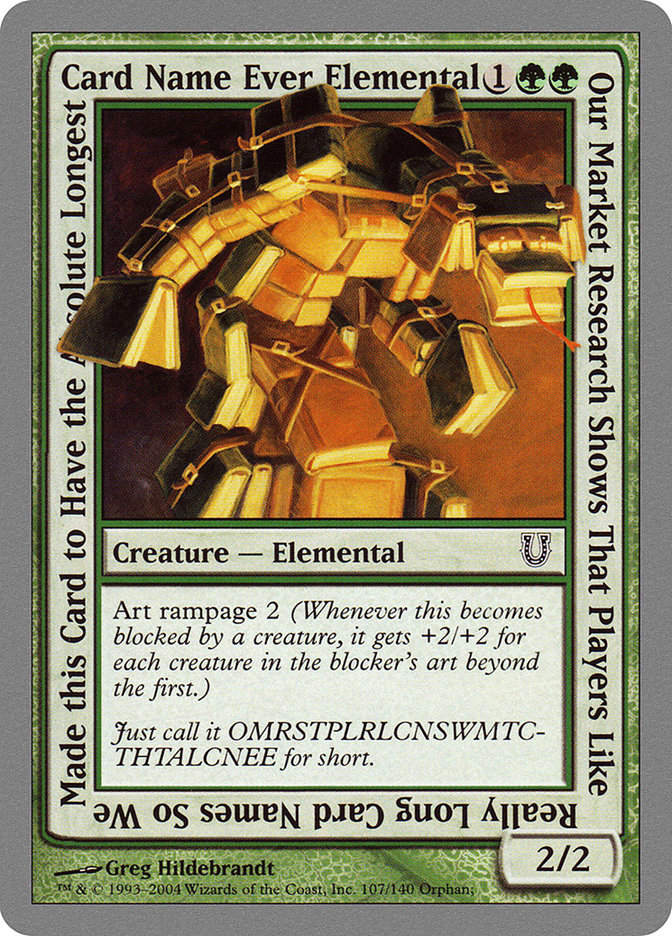 Our Market Research Shows That Players Like Really Long Card Names So We Made this Card to Have the Absolute Longest Card Name Ever Elemental [Unhinged] | Gamer Loot