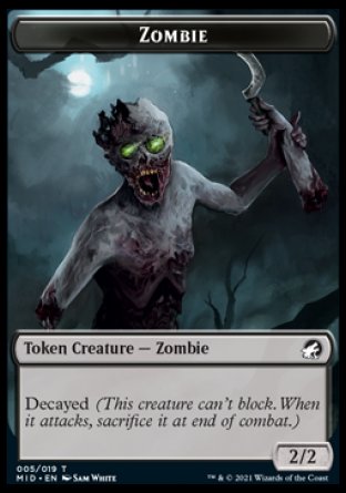 Zombie (005) // Beast (008) Double-sided Token [Innistrad: Midnight Hunt Tokens] | Gamer Loot