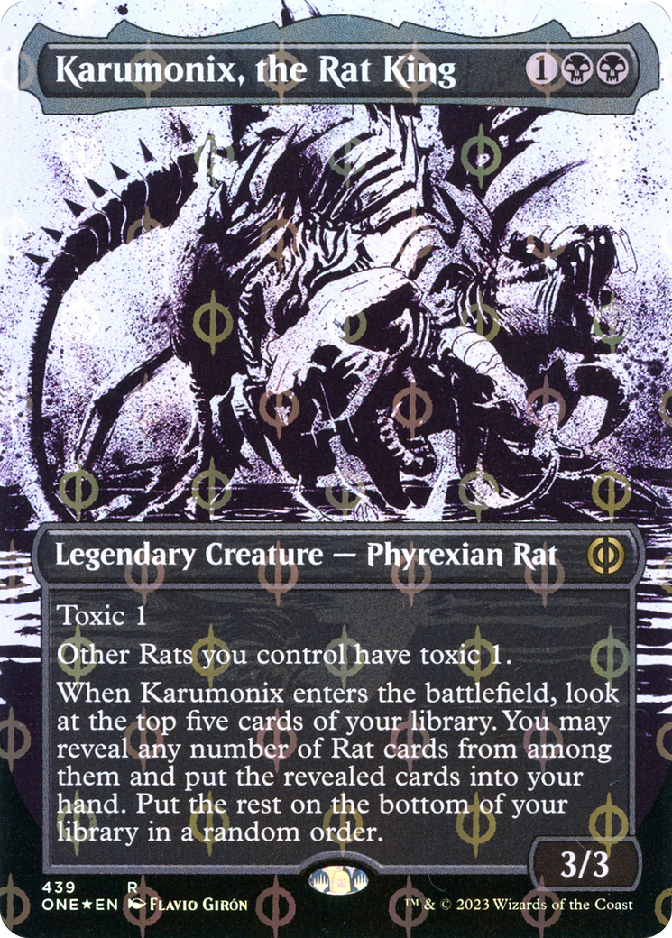 Karumonix, the Rat King (Borderless Ichor Step-and-Compleat Foil) [Phyrexia: All Will Be One] | Gamer Loot