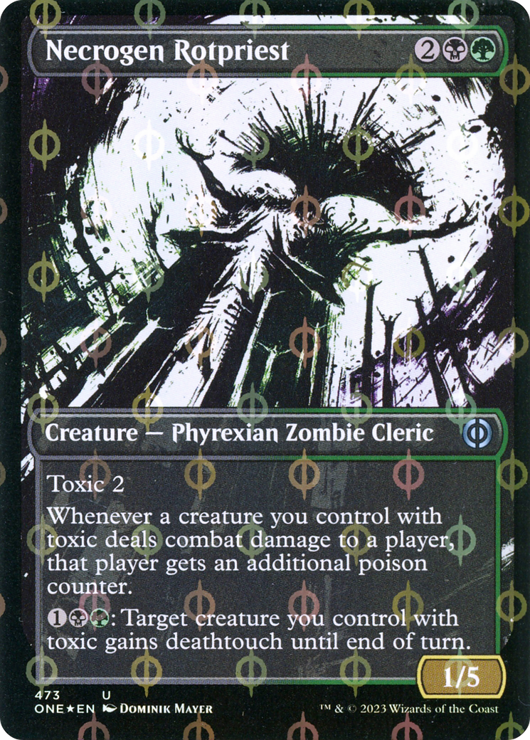 Necrogen Rotpriest (Borderless Ichor Step-and-Compleat Foil) [Phyrexia: All Will Be One] | Gamer Loot