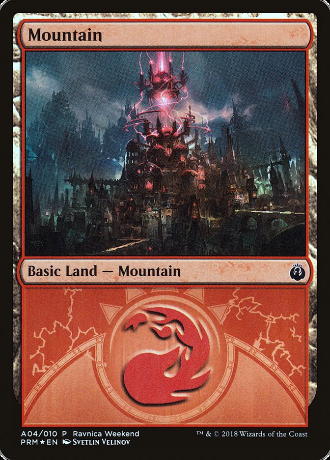 Mountain (A04) [Guilds of Ravnica Ravnica Weekend] | Gamer Loot