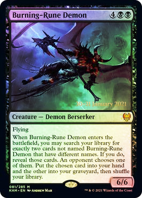 Burning-Rune Demon [Kaldheim Prerelease Promos] | Gamer Loot