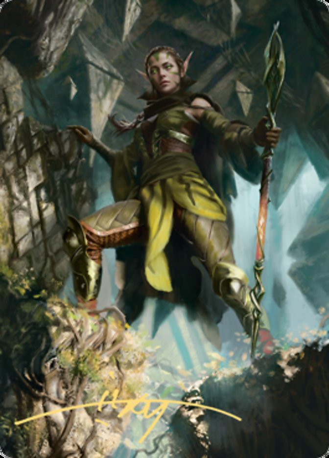 Nissa of Shadowed Boughs 1 Art Card (Gold-Stamped Signature) [Zendikar Rising Art Series] | Gamer Loot