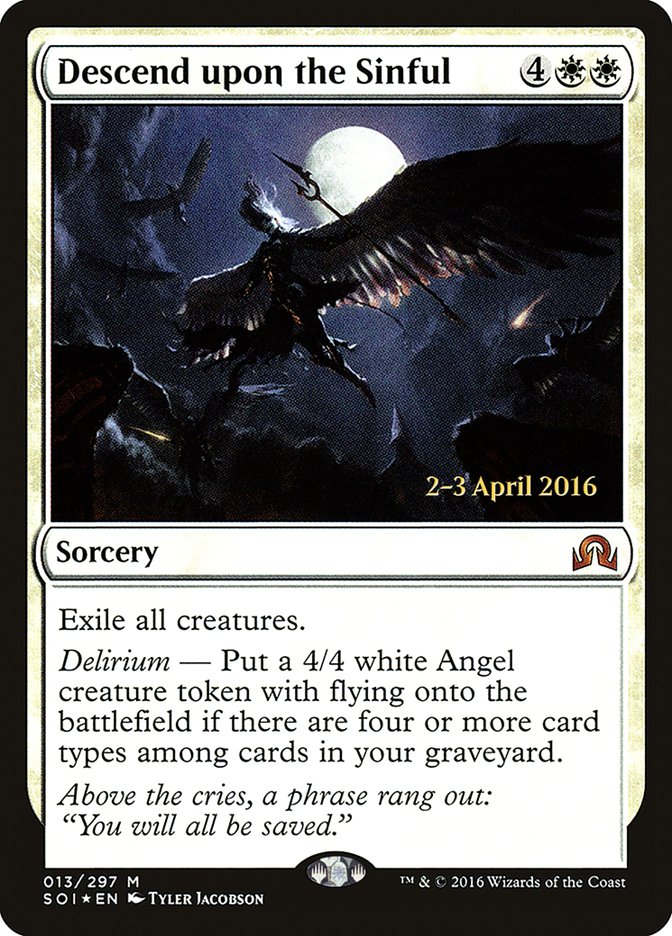 Descend upon the Sinful [Shadows over Innistrad Prerelease Promos] | Gamer Loot