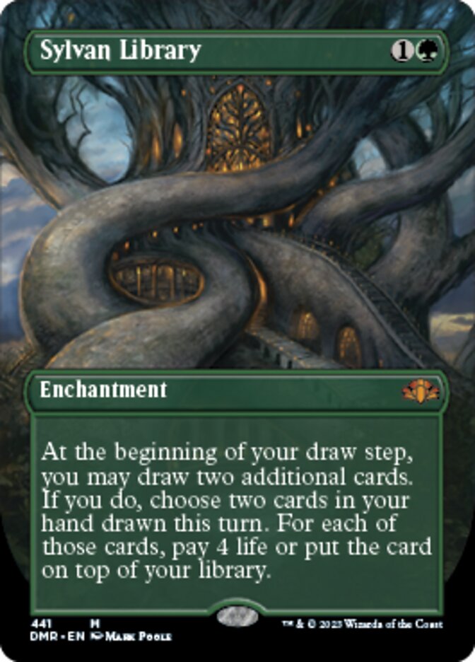 Sylvan Library (Borderless Alternate Art) [Dominaria Remastered] | Gamer Loot