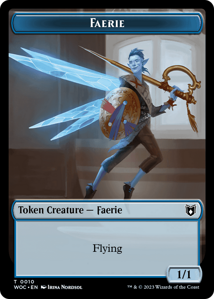 Faerie // Saproling Double-Sided Token [Wilds of Eldraine Commander Tokens] | Gamer Loot