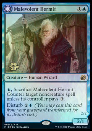 Malevolent Hermit // Benevolent Geist [Innistrad: Midnight Hunt Prerelease Promos] | Gamer Loot