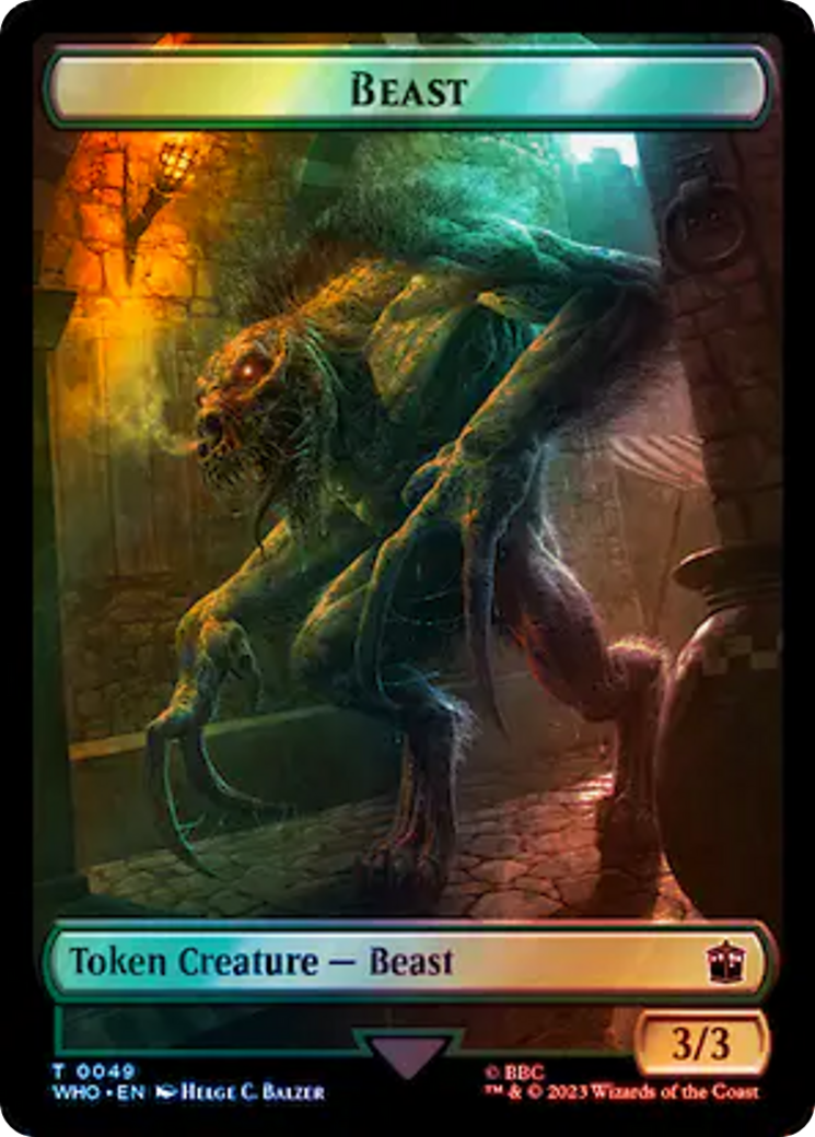 Soldier // Beast Double-Sided Token (Surge Foil) [Doctor Who Tokens] | Gamer Loot