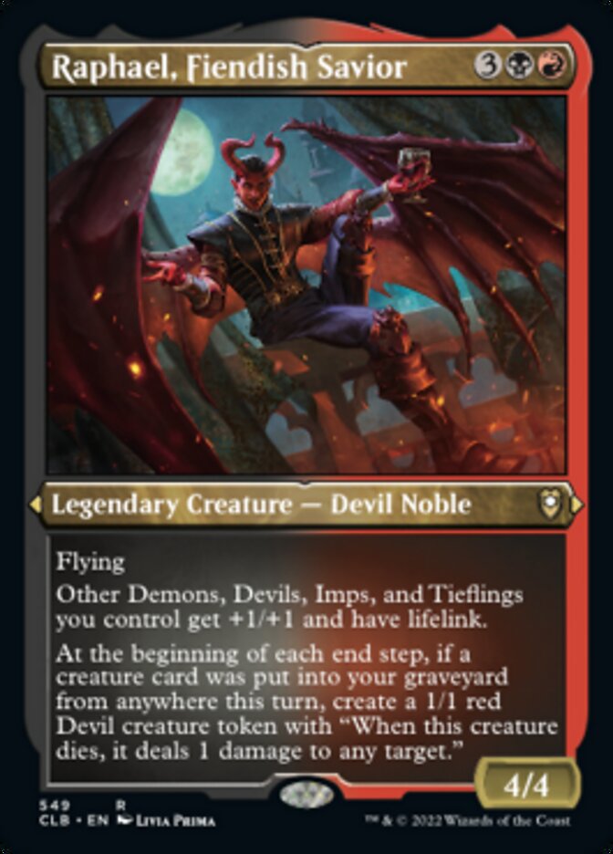 Raphael, Fiendish Savior (Foil Etched) [Commander Legends: Battle for Baldur's Gate] | Gamer Loot