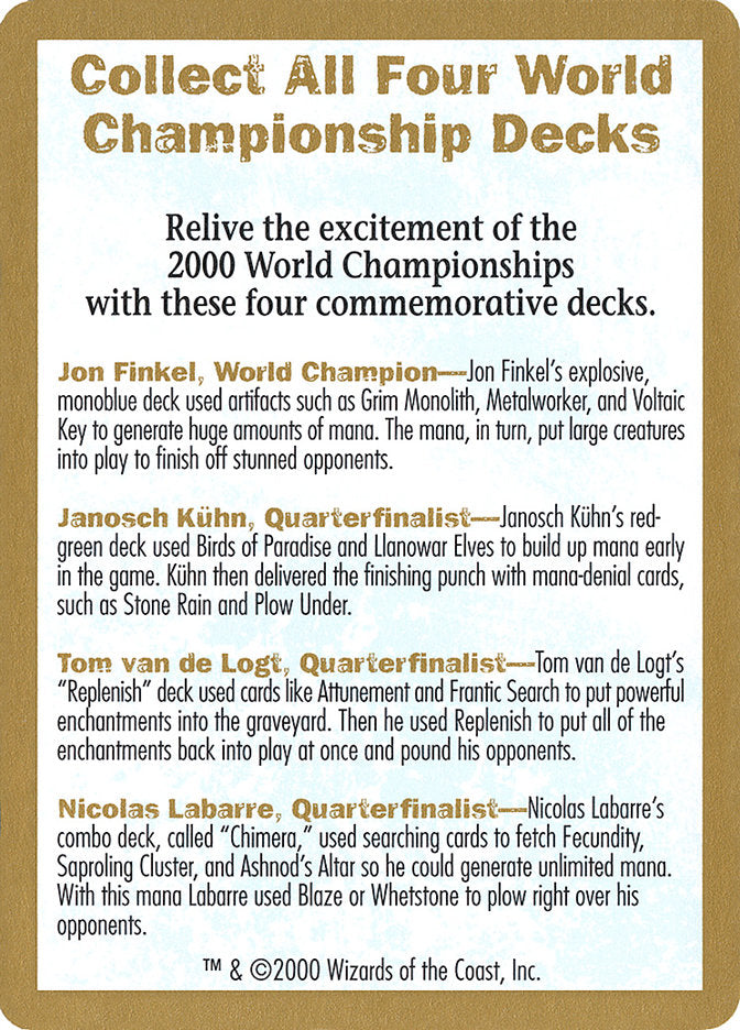2000 World Championships Ad [World Championship Decks 2000] | Gamer Loot
