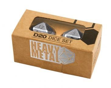 Heavy Metal D20 2-Dice Set - Chrome | Gamer Loot