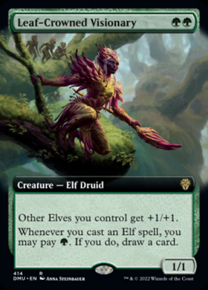 Leaf-Crowned Visionary (Extended Art) [Dominaria United] | Gamer Loot