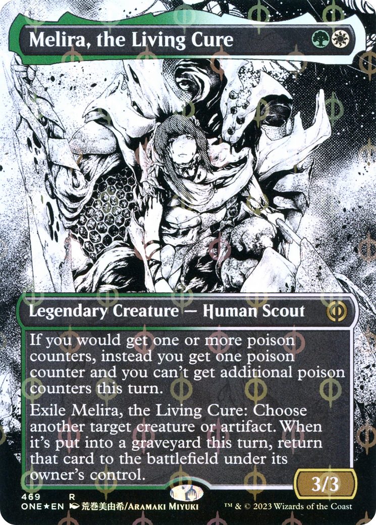 Melira, the Living Cure (Borderless Manga Step-and-Compleat Foil) [Phyrexia: All Will Be One] | Gamer Loot