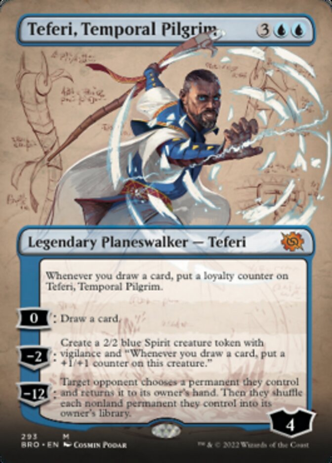 Teferi, Temporal Pilgrim (Borderless Alternate Art) [The Brothers' War] | Gamer Loot