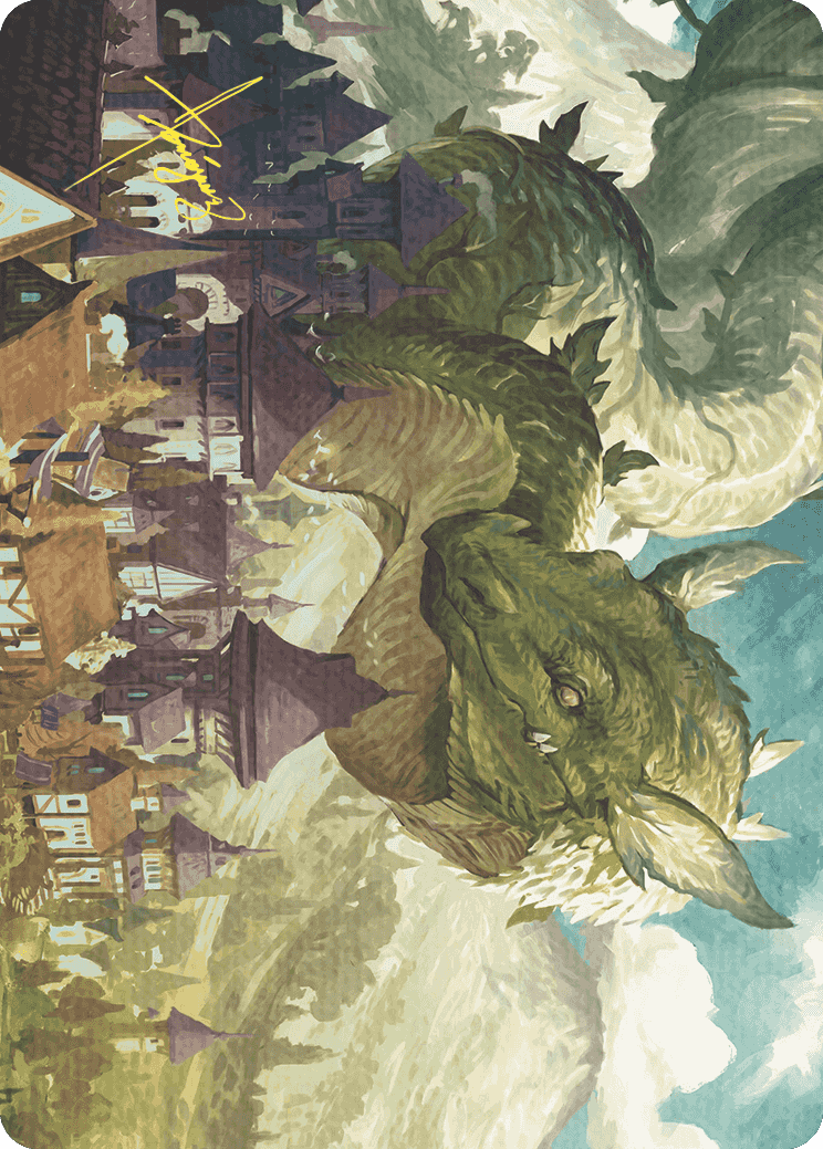 Beanstalk Wurm Art Card (Gold-Stamped Signature) [Wilds of Eldraine Art Series] | Gamer Loot