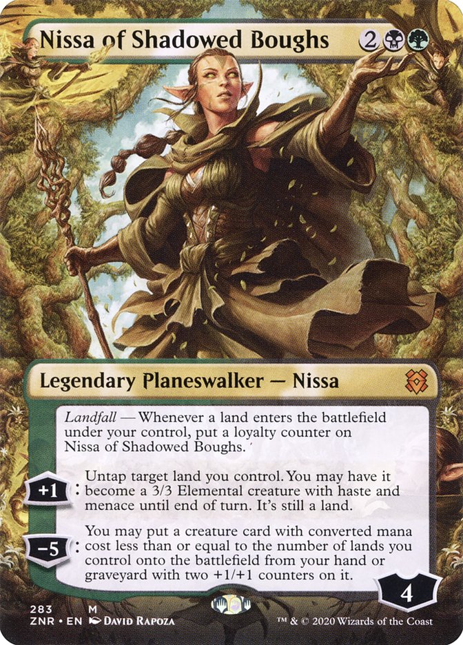 Nissa of Shadowed Boughs (Borderless) [Zendikar Rising] | Gamer Loot