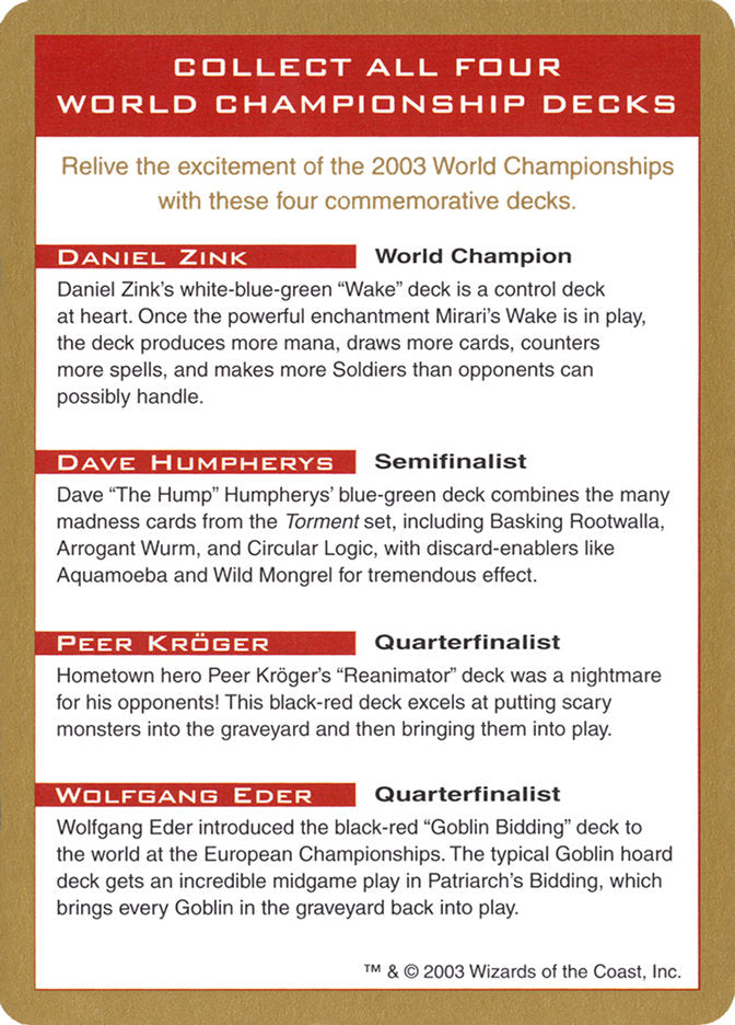 2003 World Championships Ad [World Championship Decks 2003] | Gamer Loot