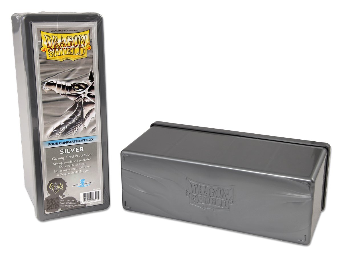 Dragon Shield Four Compartment Box – Silver | Gamer Loot