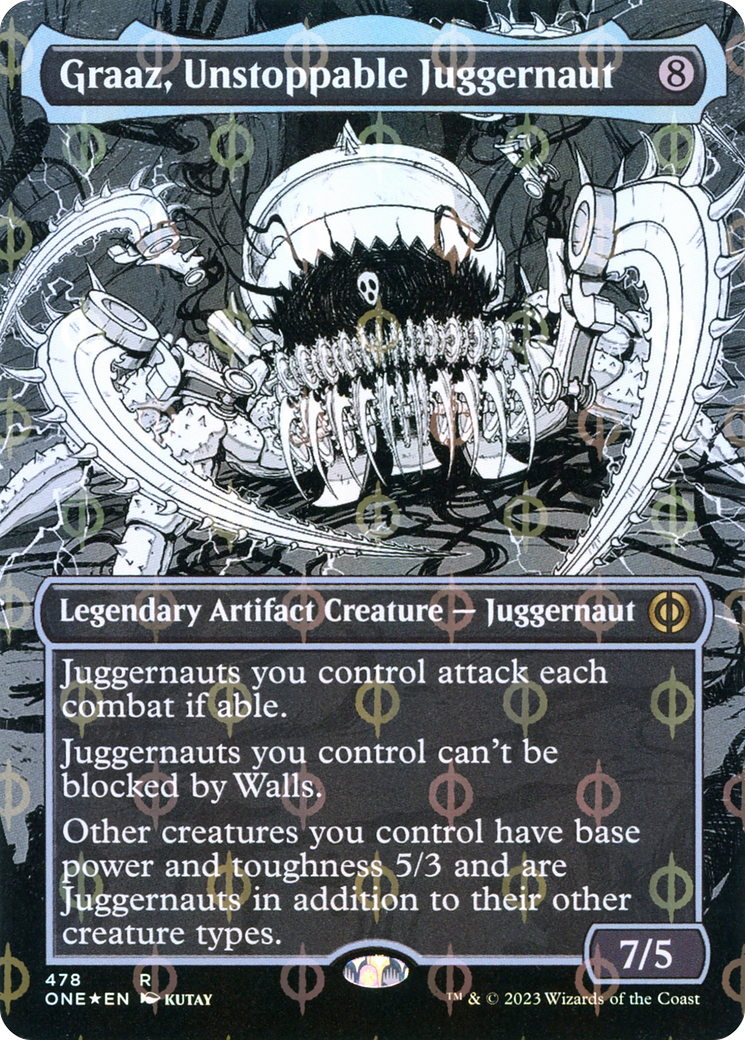 Graaz, Unstoppable Juggernaut (Borderless Manga Step-and-Compleat Foil) [Phyrexia: All Will Be One] | Gamer Loot