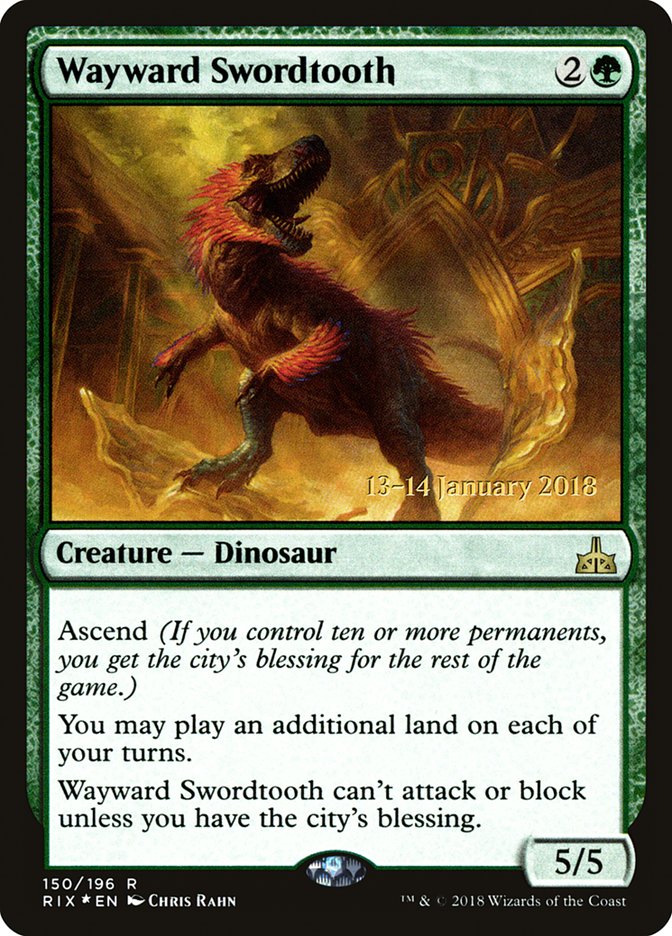 Wayward Swordtooth [Rivals of Ixalan Prerelease Promos] | Gamer Loot