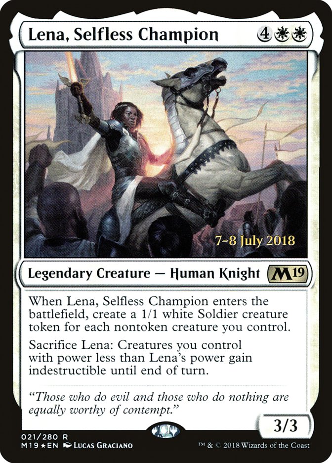 Lena, Selfless Champion  [Core Set 2019 Prerelease Promos] | Gamer Loot