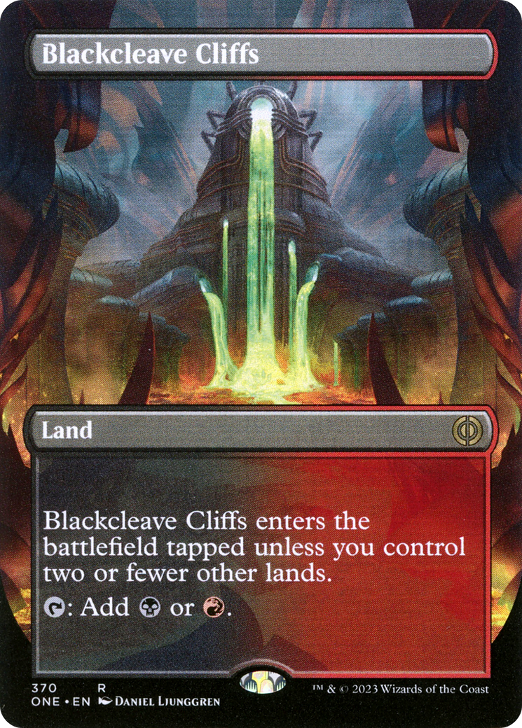 Blackcleave Cliffs (Borderless Alternate Art) [Phyrexia: All Will Be One] | Gamer Loot