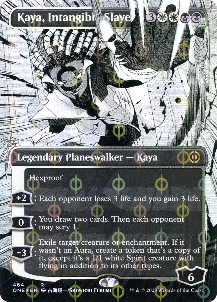 Kaya, Intangible Slayer (Borderless Manga Step-and-Compleat Foil) [Phyrexia: All Will Be One] | Gamer Loot