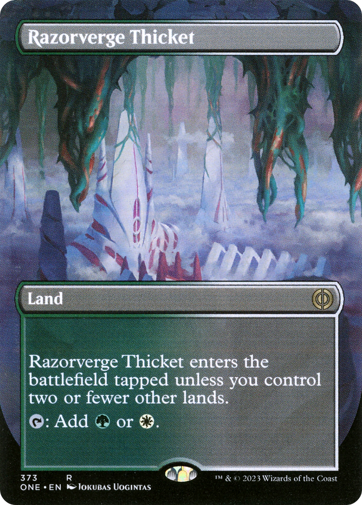 Razorverge Thicket (Borderless Alternate Art) [Phyrexia: All Will Be One] | Gamer Loot