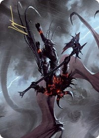 Burning-Rune Demon Art Card (Gold-Stamped Signature) [Kaldheim: Art Series] | Gamer Loot