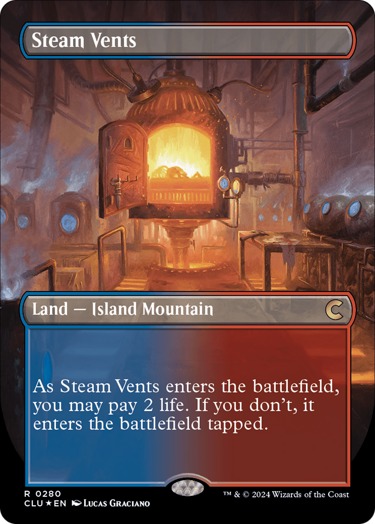 Steam Vents (Borderless) [Ravnica: Clue Edition] | Gamer Loot