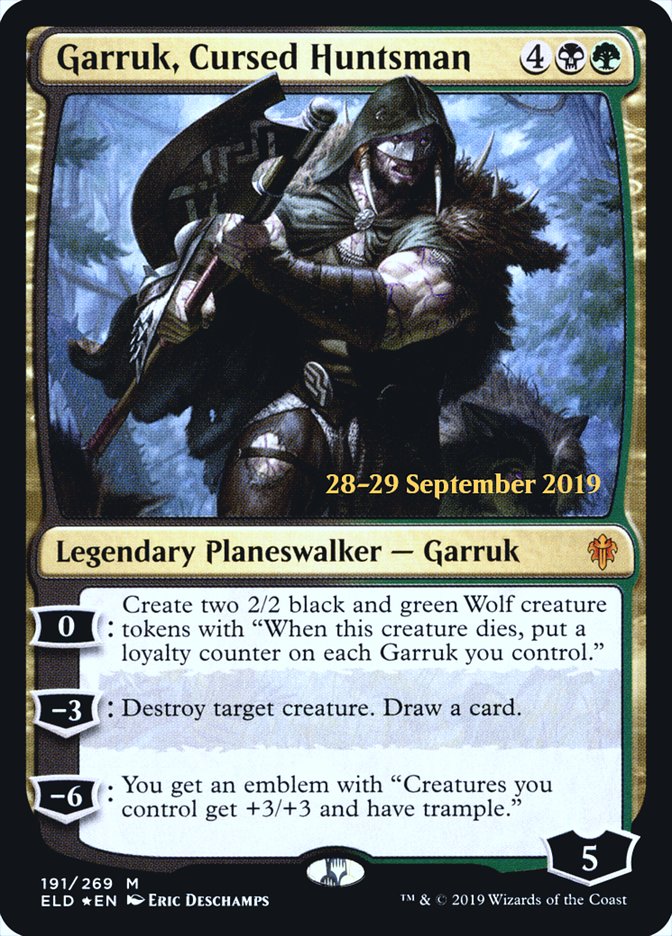 Garruk, Cursed Huntsman  [Throne of Eldraine Prerelease Promos] | Gamer Loot