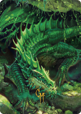 Lurking Green Dragon Art Card (Gold-Stamped Signature) [Commander Legends: Battle for Baldur's Gate Art Series] | Gamer Loot