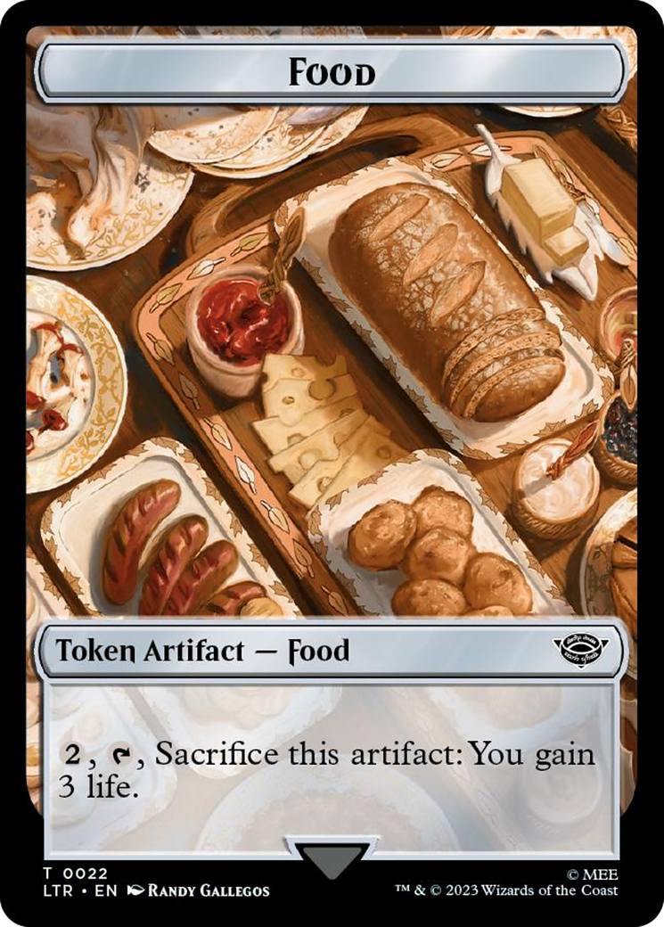 Spirit // Food (0022) Double-Sided Token (Surge Foil) [The Lord of the Rings: Tales of Middle-Earth Tokens] | Gamer Loot