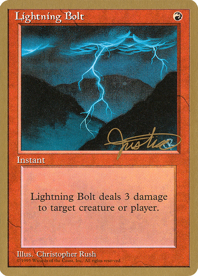 Lightning Bolt (Mark Justice) [Pro Tour Collector Set] | Gamer Loot