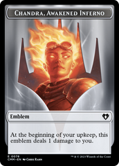 Chandra, Awakened Inferno Emblem // Wizard Double-Sided Token [Commander Masters Tokens] | Gamer Loot