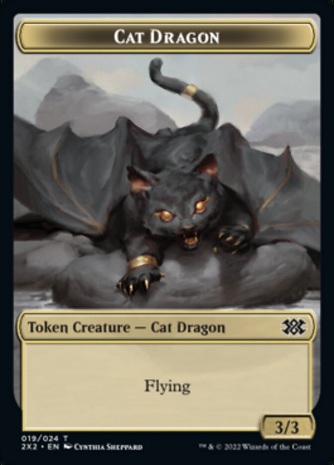 Cat Dragon // Knight Double-sided Token [Double Masters 2022 Tokens] | Gamer Loot