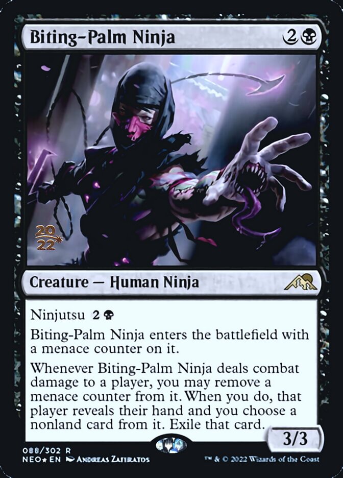 Biting-Palm Ninja [Kamigawa: Neon Dynasty Prerelease Promos] | Gamer Loot