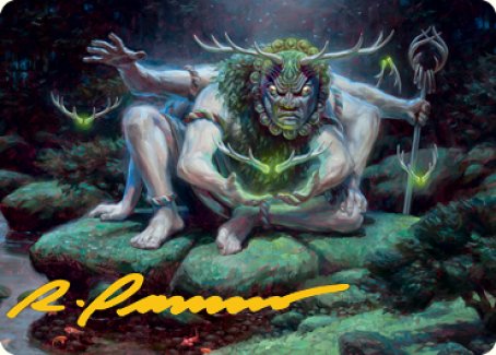 Myojin of Towering Might Art Card (Gold-Stamped Signature) [Kamigawa: Neon Dynasty Art Series] | Gamer Loot