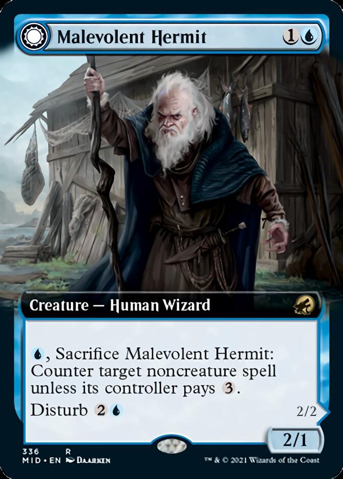 Malevolent Hermit // Benevolent Geist (Extended) [Innistrad: Midnight Hunt] | Gamer Loot