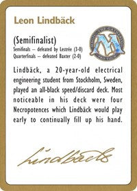 1996 Leon Lindback Biography Card [World Championship Decks] | Gamer Loot