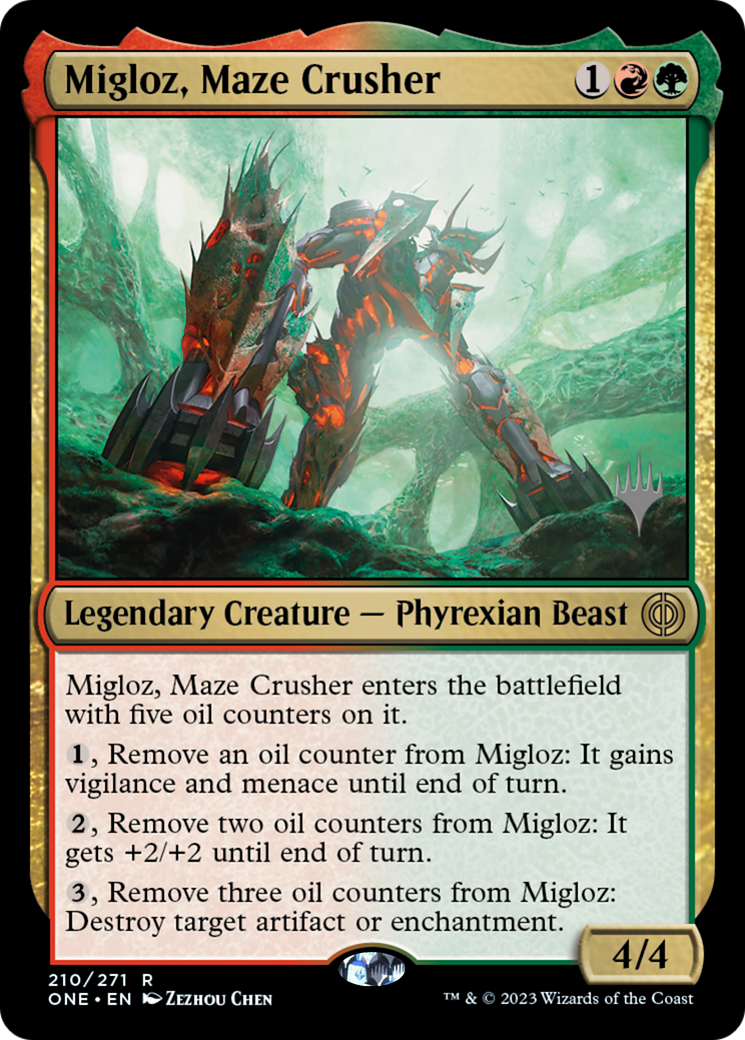 Migloz, Maze Crusher (Promo Pack) [Phyrexia: All Will Be One Promos] | Gamer Loot