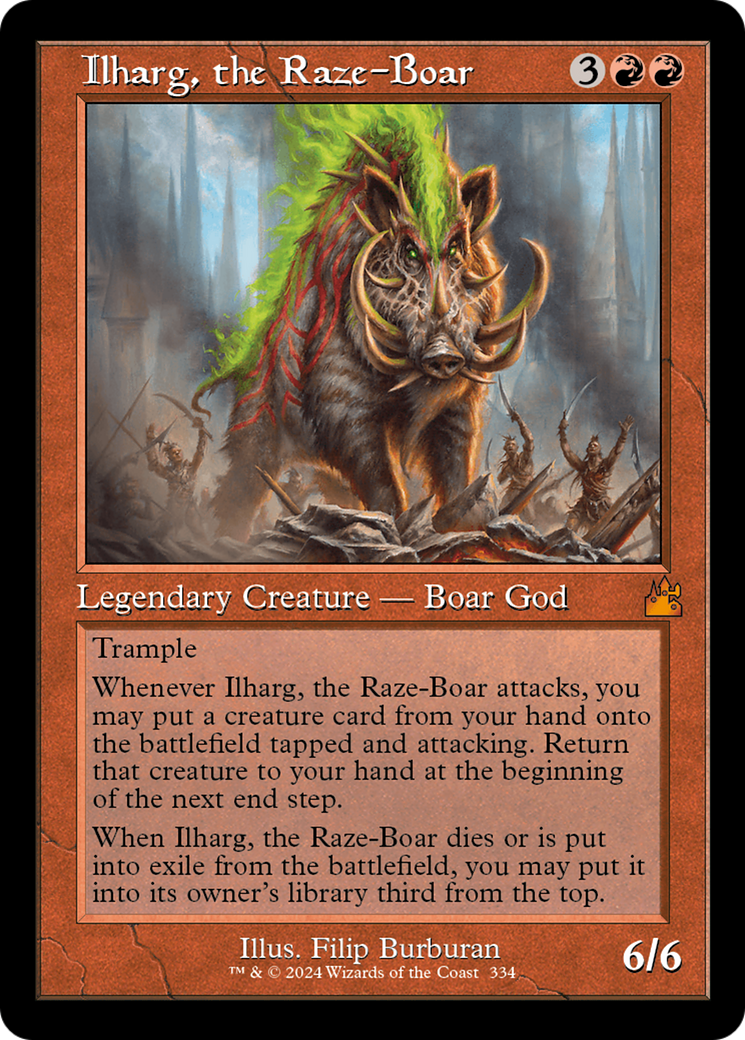 Ilharg, the Raze-Boar (Retro Frame) [Ravnica Remastered] | Gamer Loot