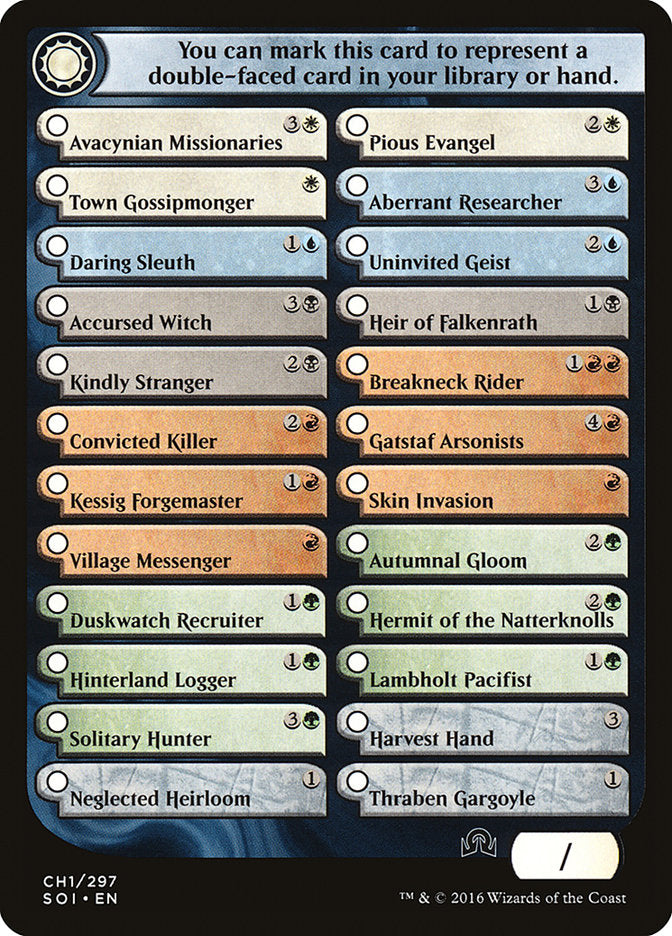 Shadows Over Innistrad Checklist 1 [Shadows over Innistrad Tokens] | Gamer Loot