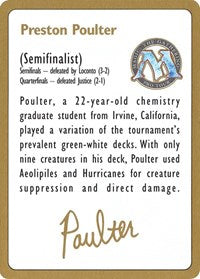 1996 Preston Poulter Biography Card [World Championship Decks] | Gamer Loot