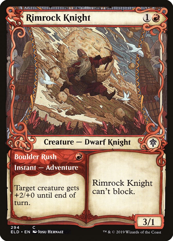 Rimrock Knight // Boulder Rush (Showcase) [Throne of Eldraine] | Gamer Loot